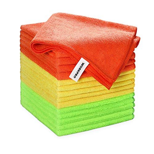 WORKPRO 30 Piezas Toalla Secado Coche, 40 x 34 cm Paño Microfibra Préumium, Bayeta Microfibra Coche con Pelusa, Toalla Microfibra para Moto, Vehículos, Cocina
