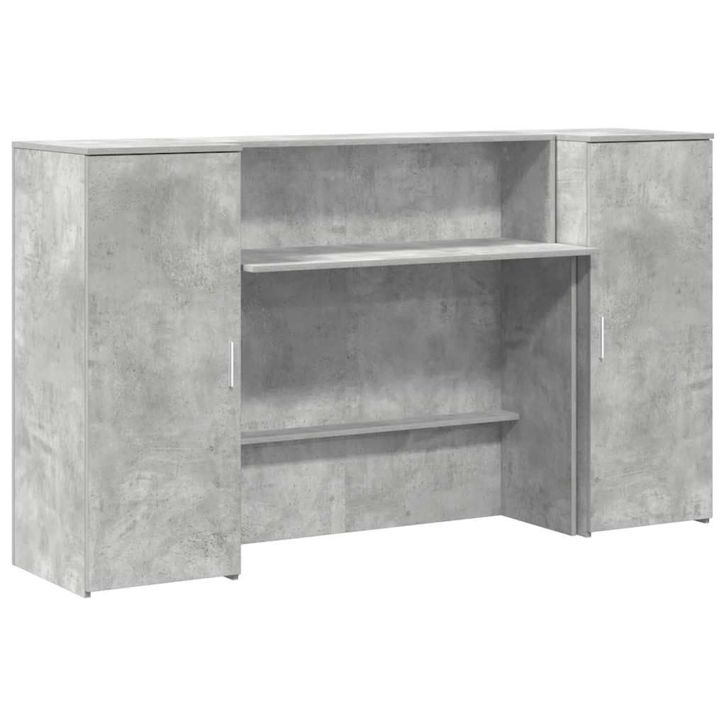 Banco Reception Grigio Cemento con 2 Armadietti 180x50x103,5 cm | Ideale per reception ufficio, hall di hotel e salone, questo bancone offre massima privacy e grande capacità.