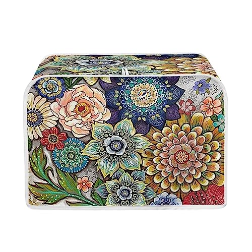 JSLXYYBQ Mandala Floral Toaster Cover 2 Slice, Kitchen Appliance Decoration Dustproof Bread Maker Cover Women Gift