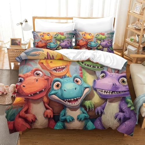 Linge de lit dinosaure 3D de qualité supérieure en microfibre résistante 260x220cm