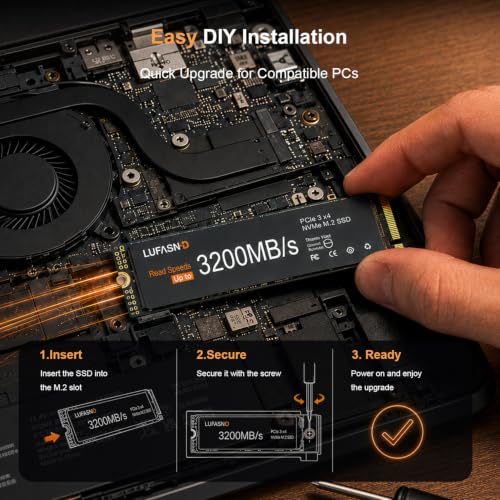 Image of 1TB M.2 NVMe SSD 2280, PCIe Gen3 x4 Internal Solid State Drive, Up to 3200MB /s, 3D NAND TLC with SLC Cache, High-Speed Storage Upgrade for Laptop & Desktop PC