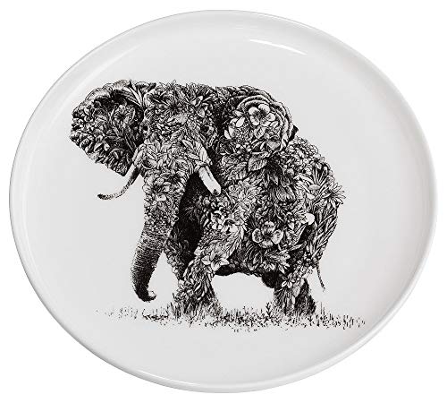 Maxwell & Williams DX0526 Assiette éléphant African - Noir et Blanc - 20 cm de diamètre - Porcelaine - Éléphant - Coffret cadeau