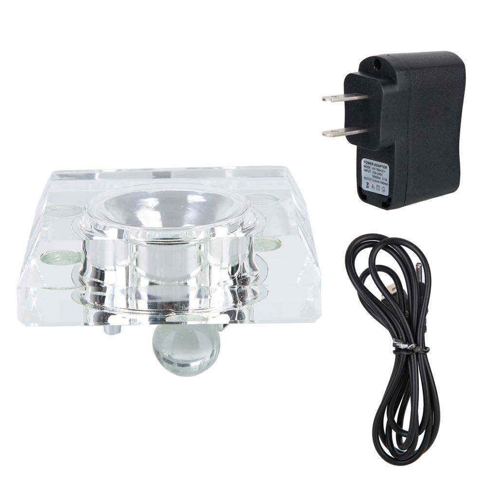 Fdit1 7 Colors Mini 3D Crystal Square Shape LED Light Base Display Stand Holder Home Decor with USB Cable