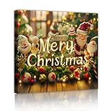 メリークリスマスキャンバスプリントウォールアートサンタクロースつまらない雪だるまの壁の装飾リビングルームキッチン冬の家の装飾70x70cmインナーフレームを吊るす準備ができています