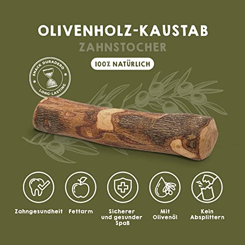 MAIKAI Kauholz für Hunde aus Olivenholz M – Kauknochen, Unzerstörbar – Hundespielzeug und Kauartikel – Ideal als Welpenspielzeug – Einzelpackung
