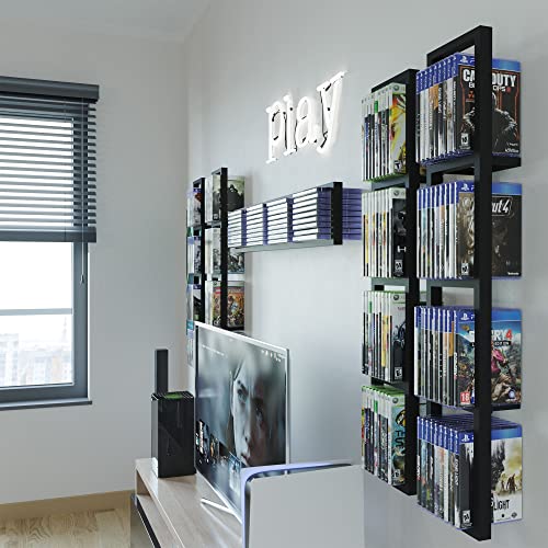 Image of You Have Space Black Floating Shelves for Wall, 34 Inch Video Games CD DVD Storage Shelves, Cube Storage Organizer Shelf Set of 5