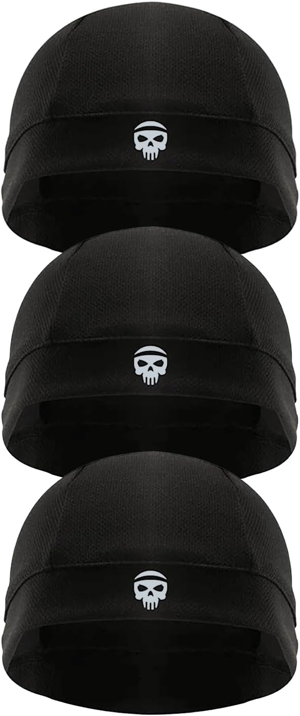 SKULLFIT - Helmet Skull Caps for Men Bike Head Caps Hair Inner Helmet Liner for Bikers Sweat Wiking Cooling Skull Cap for Cycling, Summer Helmet Cap for Men