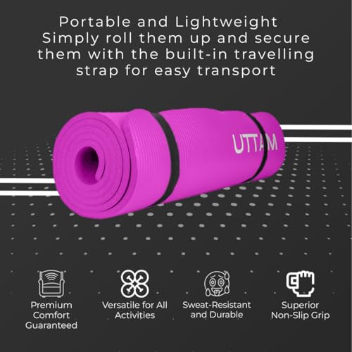 Yoga Mat - Multi-Purpose Extra Thick NBR Foam Exercise Mats, Suitable for Stretching, Pilates, Resistance Workout & Therapy, Home & Gym Equipment Accessory for Men Women Kids- 183X60CM - Image 4