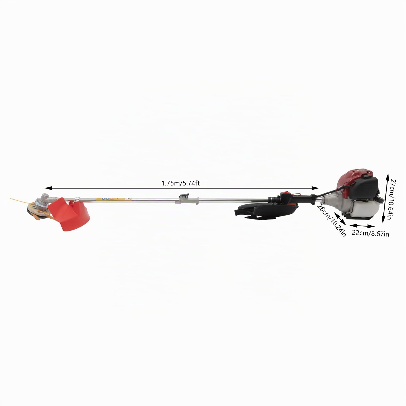 Desbrozadora de gasolina de 4 tiempos de 35,88 cc con 2 cabezales de corte, 750 W, 8500 rpm, desbrozadora con 650 ml de volumen de depósito de gasolina, embudo y gafas, cortacésped para cuidado del
