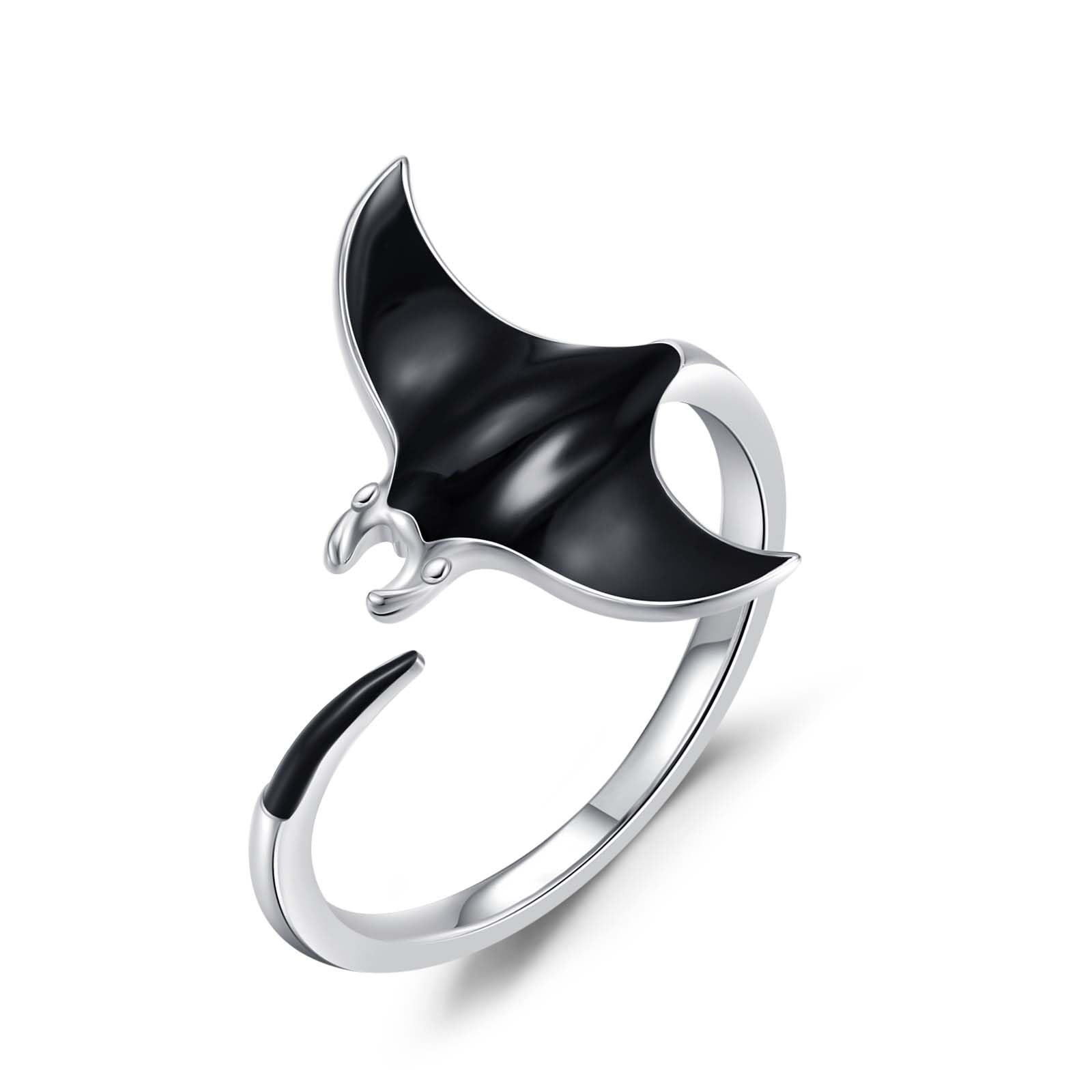 Ocean Open Ring 925 Sterling Silver Orca Killer Whale Shark