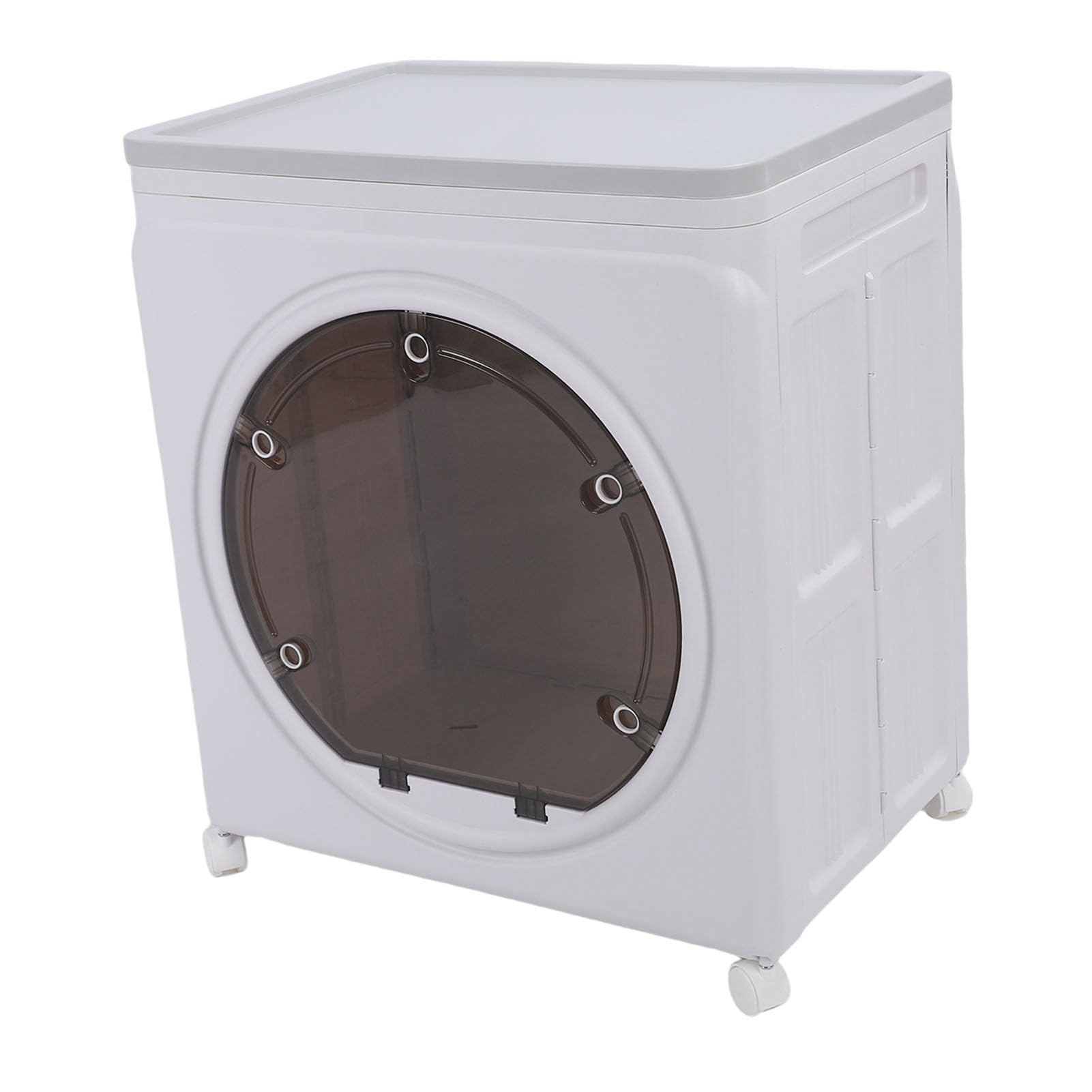 Pojemnik na Ubrania, PP HIPS Organizer na Ubrania do Układania w Stosy 58 X 40 X 68 Cm Składany z pokrywką Przednie Drzwiczki i Kółka do Sypialni Szafa w Akademiku Garaż Kołdra Książki