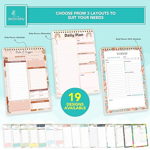 Decorably 52 Sheets Boho Celestial Undated Daily to Do List Notepad, 6.5x10" Spring-Bound Planner, Easy Tear-Off, for Schedule, Priorities, Agenda, Water Intake, Meals, Notes & Doodles, Home, Office - Image 2