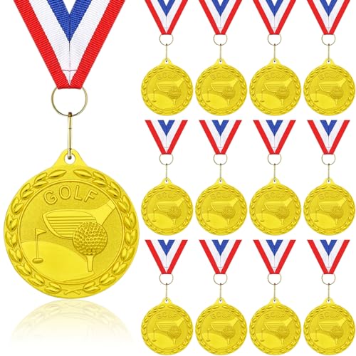 Donrime 12 Pcs Golf Ball Medals - Gold Metal Award