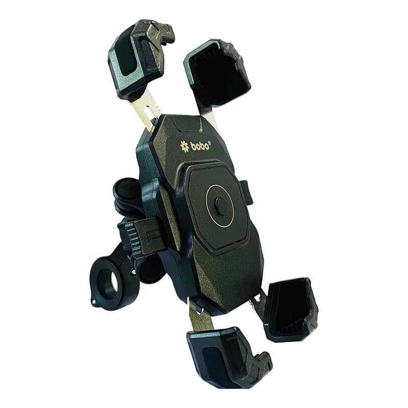 bobo bm20 pro plus four corners secure grip with pro plus vibration damper waterproof bike/motorcycle/scooter mobile phone holder mount ideal for maps and gps navigation (black)