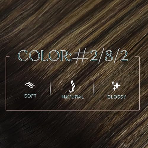 Image of Easyouth 100g Butterfly Weft Human Hair Extensions Balayage Brown Genius Weft Hair Extensions Human Hair Dark Brown Ombre PU Hole Wefts Extension Human Hair Seamless 20 In Lightweight Hair Extension