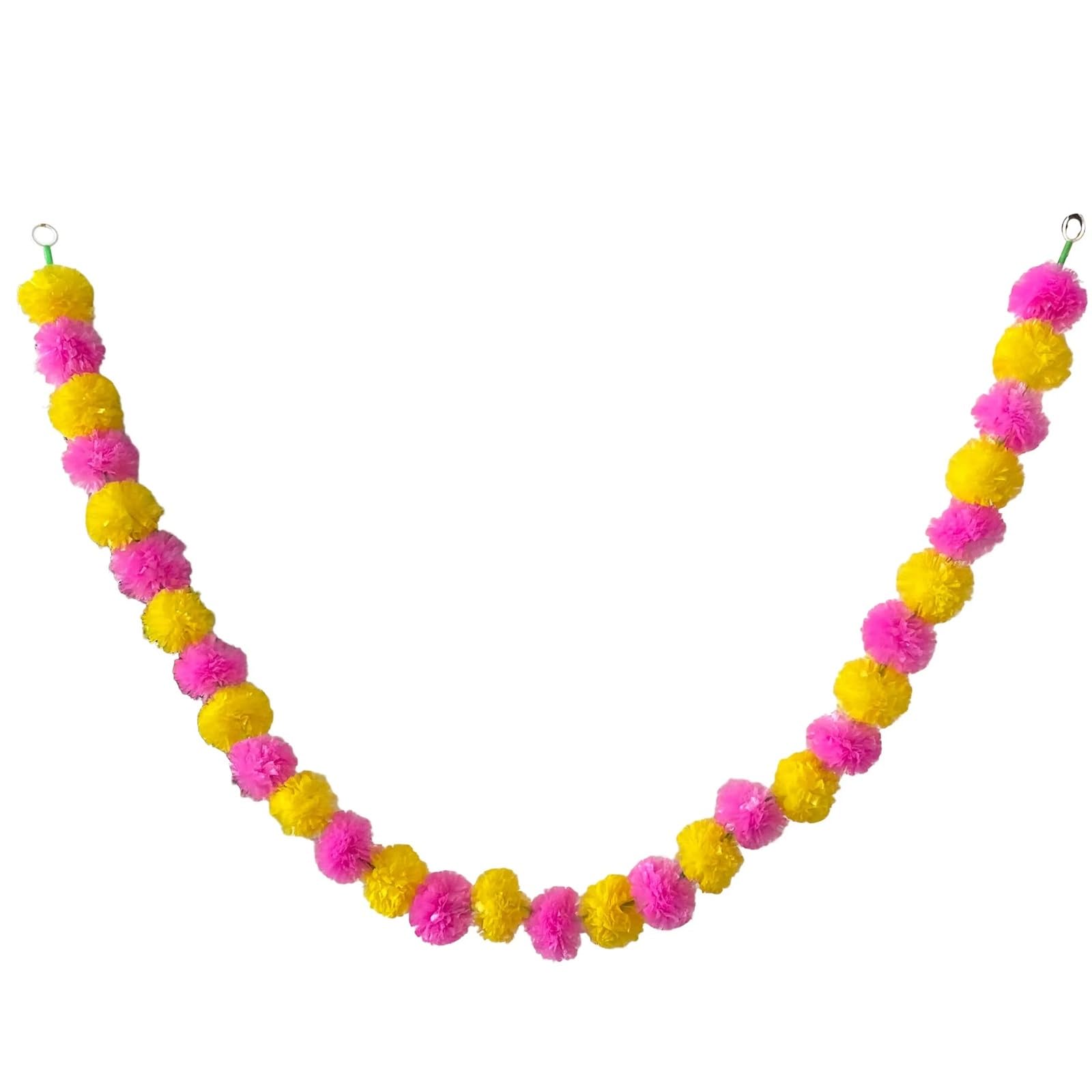 Girlanda z kwiatami 10, na Diwali, dom, wianek DIY, girlanda, dekoracja rękodzielnicza, wesele, impreza(Pink Yellow,5pcs)