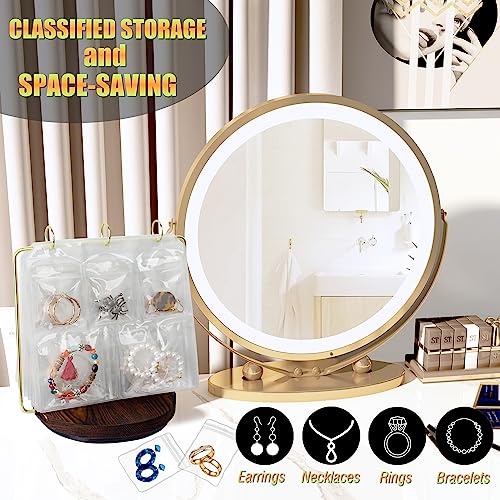 LingLingo Jewelry Organizer Stand Tangle-Free Necklace Holder Display for Earring Ring Bracelet Storage,360° Rotating,70 Pcs Clear Anti Tarnish Pouches