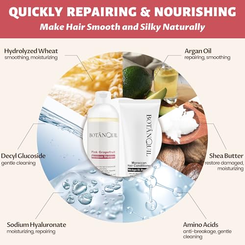 BOTÁNQUIL Argan Oil of Morocco Shampoo and Conditioner Set, Sulfate-Free Surfactants,Restore Shine&Softness Hair Shampoo and Conditioner with Shea Butter,Vatamin E for Curly Dry Damaged All Hair&Scalp — view 3