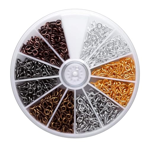 600 Stück Kleine Ösenschraube, Ösenschraube Mini, Mini Auge Schrauben 4 x 8 mm Augen Schraubösen Kleine Schrauben Ösen Mehrfarbig Mini Schaf Ösenschrauben Metall Ringhaken für DIY Art Crafts Schmuck