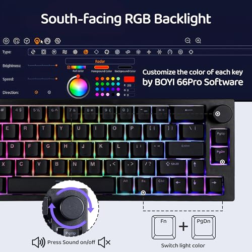 Boyi 66PRO Rapid Trigger Magnetic Switch 65% Mechanical Keyboard,Hall Effect Gasket-Mounted Rgb Hotswap Hyper-Fast Adjustable Actuation Wired Compact Gaming Keyboard thumb #3