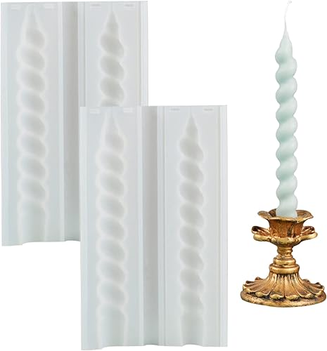 Paquete de 2 moldes de vela en espiral, molde de silicona para velas, decoración de pasteles, jabón, fondant, molde de resina de flores, molde de