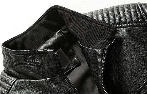 Youhan Men's Casual Zip Up Slim Bomber Faux Leather Jacket4