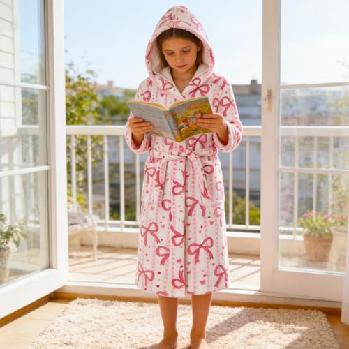Image of Boys Girls Bathrobes,Toddler Boy Girl Robes,Children's Plush Soft Coral Fleece Hooded Pajamas Sleepwear for Kids