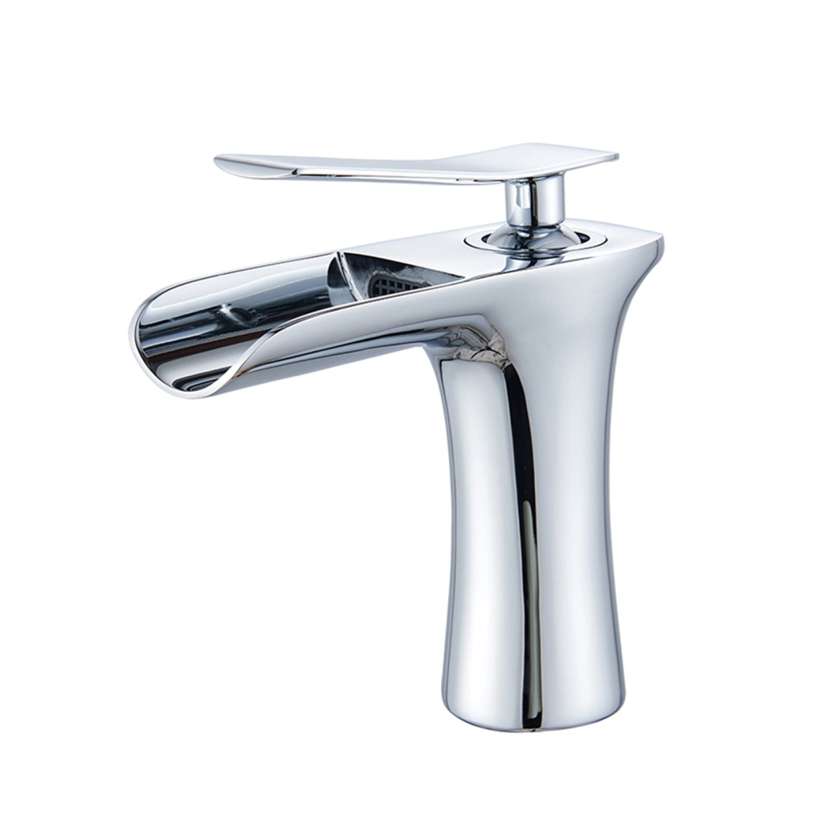 DFGHNBVC Bathroom Sink Faucet Waterfall, Brass, Hot And Cold Sink Mixer Tap Faucet, Single Handle Waterfall Bathroom Sink Faucets, Gold, Short,Faucets,White Chrome-Short