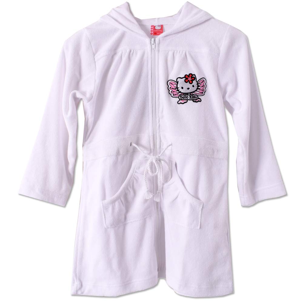 Hello Kitty Bademantel Mädchen - Flauschiger Fleece Morgenmantel Mit Kapuze