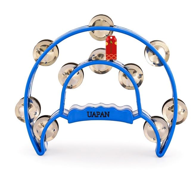 UAPAN Dafli Tambourine Double Cutaway Tambourine with Double Row of Jingles (multi colors,Blue)-picture-25