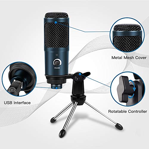 PC Microfoon, USB Condensator Microfoon Computer Streaming Mic met Volume Control Statief Stand voor Podcasting Vocale… - Image 5