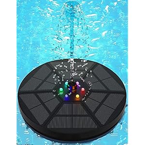 Senders Fontein op zonne-energie, 3,5 W, vijverpomp op zonne-energie, voor buiten, met LED-verlichting, voor tuinvijver…