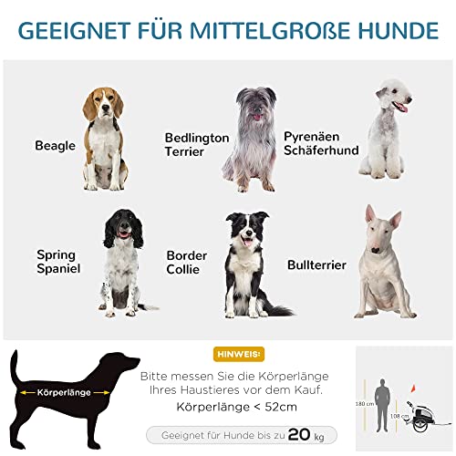 PawHut 2 in 1 Hundeanhänger Jogger Fahrradanhänger Hunde Hunde-Fahrradanhänger Weiß+Schwarz 155 x 83 x 108 cm
