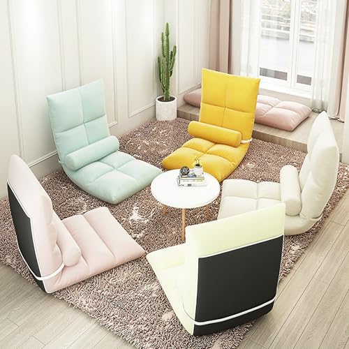 Regulowane krzesło podłogowe, do medytacji i gier, wygodna lniana składana sofa z 5 pozycjami do czytania, do spania, ergonomiczne siedzisko wypoczynkowe