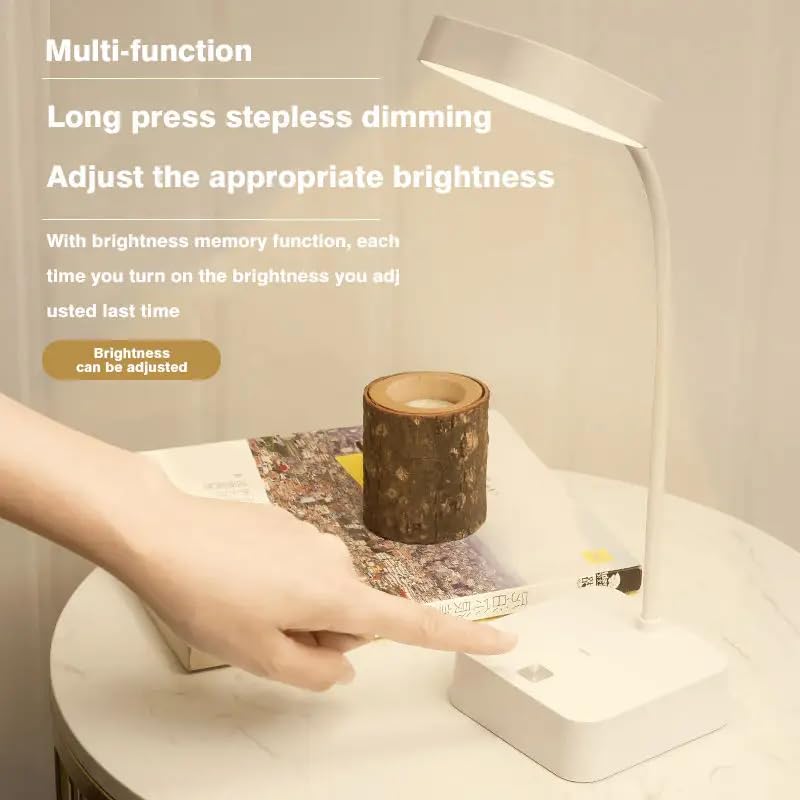Image of Plastic 3 Colour Mode LED Table lamp Folding Neck Reading Light Rechargeable led Reading Light Study Lamp for Students, Night Light for Study Room 1pc (Square Desk Lamp), White