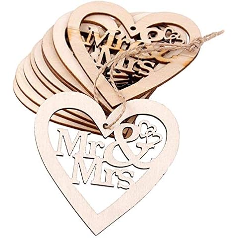 FOTN 10pcs Rustic Wooden Love Heart Wedding Table Scatter Decoration Wood Crafts Cover