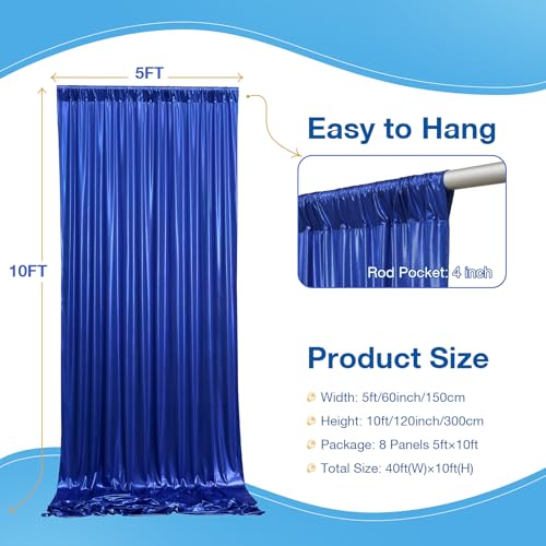Image of 40x10 Wrinkle Free Royal Blue Sequin Backdrop Curtain for Parties-Thick Not Fall-Off Glitter Backdrop Drapes-8 Panels 5x10ft Shimmer Photo Back Drop Cloth for Wedding Birthday Photography Background