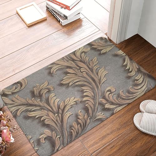 OOAHJEID Fußmatte für Badezimmer Muster Bronze rutschfeste Fußmatte Badematte Blatt Balkon Teppich Eingangstür Teppich Innendekor