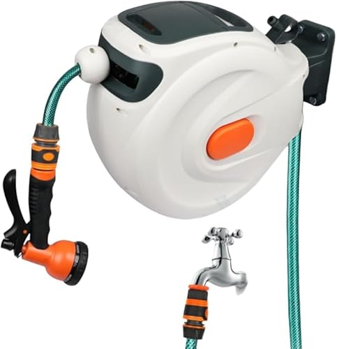 散水ホース 自動巻取り ホースリール 伸縮式 壁掛け式 床置き式 25m 散水ホース 自動巻取り ホースリール 伸縮式 壁掛け式 床置き式 25m 楽天