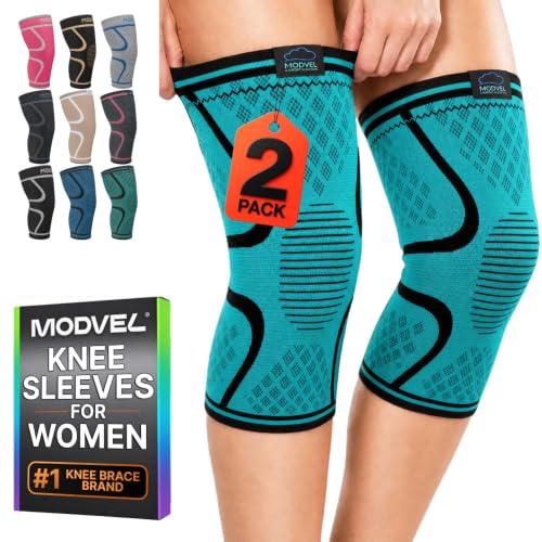 Image of Modvel 2 Pack Knee Brace for Women - Knee Support for Walking, Knee Compression Sleeves for Pain Relief, Knee Sleeves for Women, Knee Brace for Sports, Workouts & Arthritis