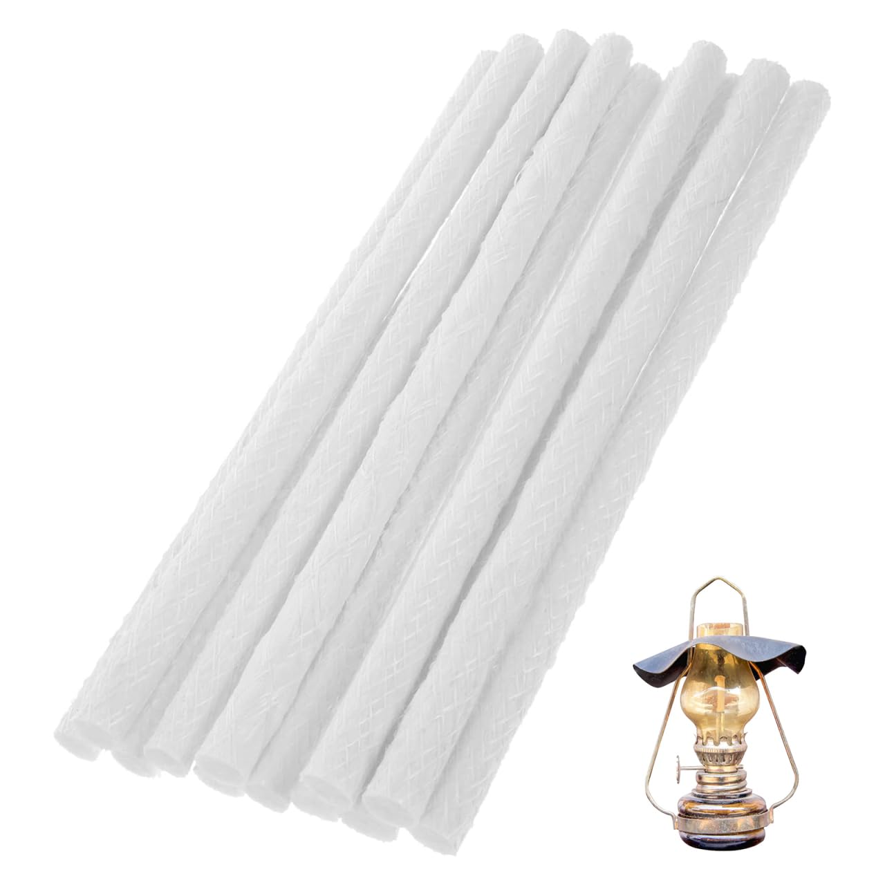Garneck Stoppino in fibra di vetro da 10 mm, per candelabri, lampade a olio e lanterne, 10 stoppini in fibra di vetro a lunga durata, ideali per illuminazione suggestiva