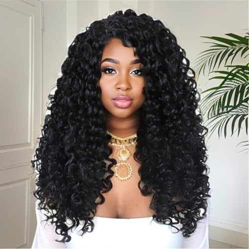 Perruques noires longues bouclées pour masquer le manque de volume