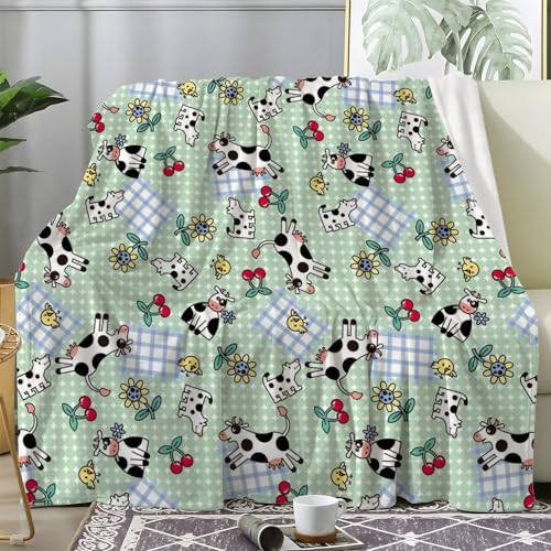 Boceoey Manta Sofa Invierno, Manta Vaca, Manta Polar Cortijo, Mantas para Cama Animales, Manta de Franela Suave y Cálida, Manta Hogar Decoracion, Manta Grande 180x220 cm, S-385