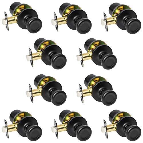 10 Pack Of Pro-Grade Classic Passage Hallway Closet Door Knobs Handles, Matte Black #TOP28