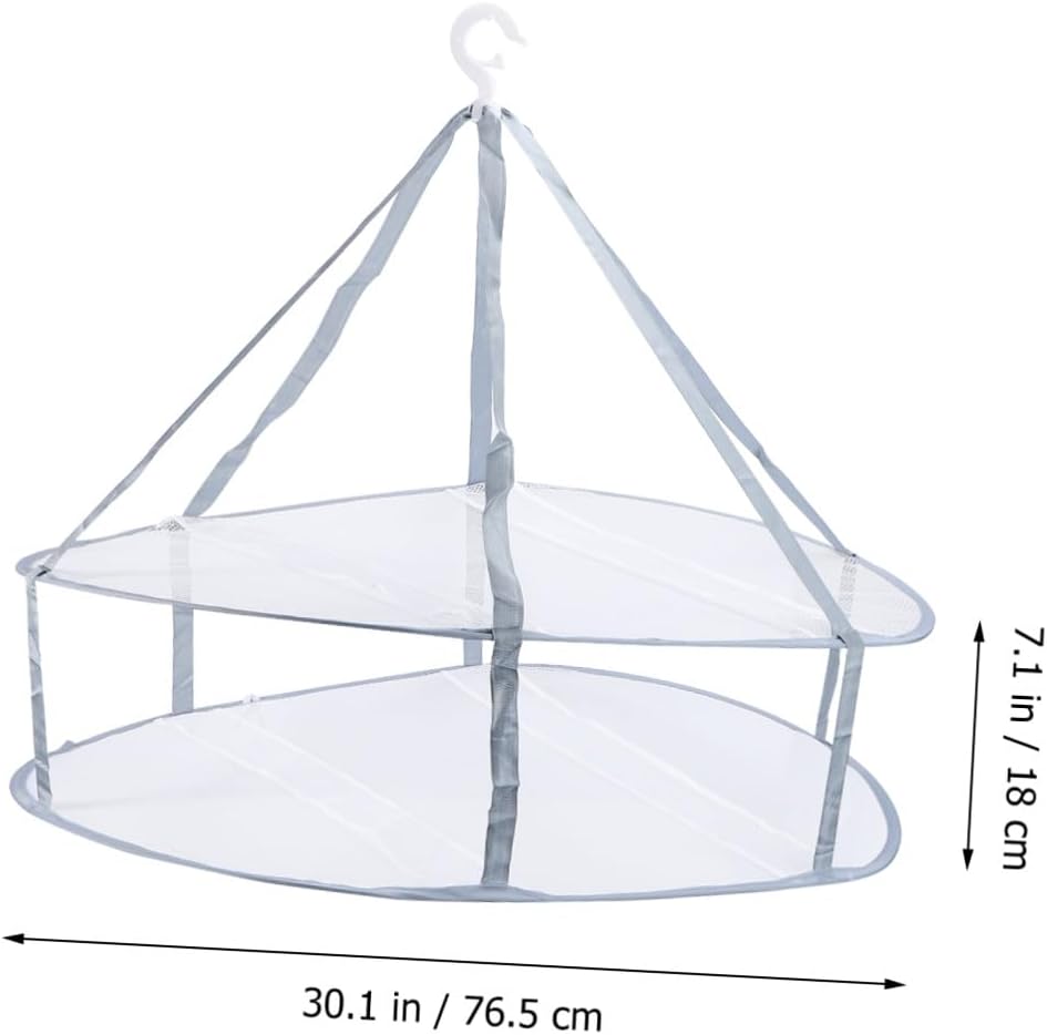 Cabilock 3pcs Clothes Drying Basket with Mesh Net, Hanging Sock Drying Rack for Home Laundry, Multi-Layer Clothes Hanger Suitable for Balcony and Indoor Use