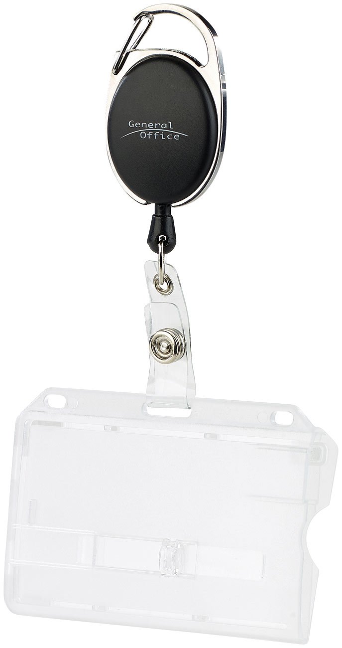 Ausweishülle Plastik: 50er-Set Ausweishüllen aus Hartplastik, 60-cm-Jojo-Befestigungs-Clip (Ausweishülle Schlüsselanhänger, Kartenhalter, Zip)