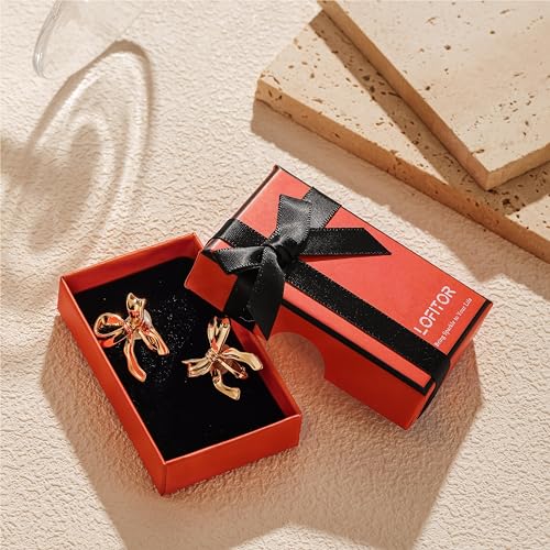 Gold Clip On Earrings for Women 14K Gold Clip-on Earrings Non Piercing Bow Earrings Ribbon Dangle Drop Tassel Chian Statement Earrings Lightweight Fake Bow Earrings for Non Pierced Ears2