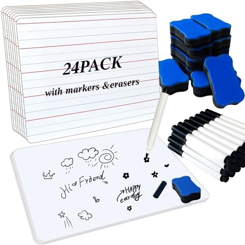 24 Pack Dry Erase Boards, 9"x12" Double Sided Easel Small