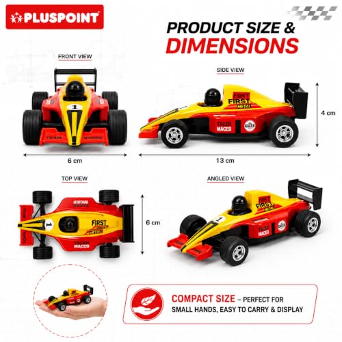 Image of PLUSPOINT F1 Racing Diecast Metal Car | Pull Back Formula Racing Car Model with Alloy Body | Mini Collectible High-Speed Racing Vehicle Toy for Kids Boys & Girls Age 3+