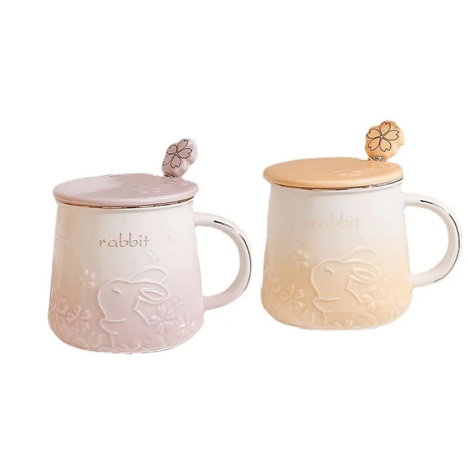 2 szt. Królik Sakura Wzór Ceramiczny Herbata Kawa Kubki Sok Śniadanie Kubki Proste Domowe Typ Ręczny